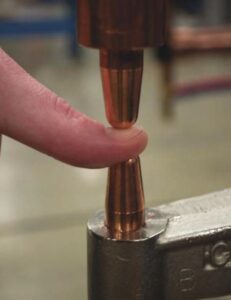 pinch point hazard finger in welder